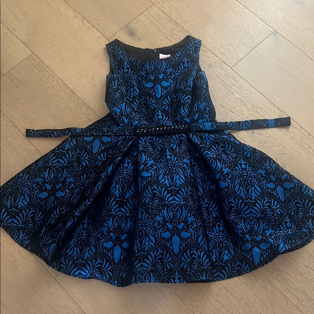 Zoe Ltd Black and Blue Pleated A-Line Dress for Weddings